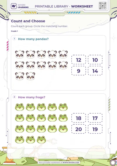 Counting Animals Number Choice Worksheet