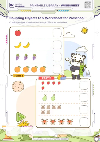 Counting Objects to 5 Worksheet for Preschool