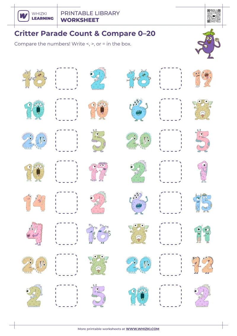Critter Parade Count & Compare 0–20