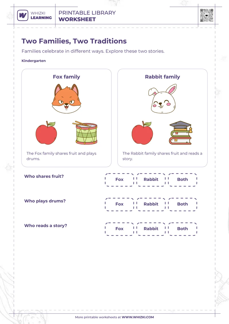 Cultures and Traditions Kindergarten Worksheet