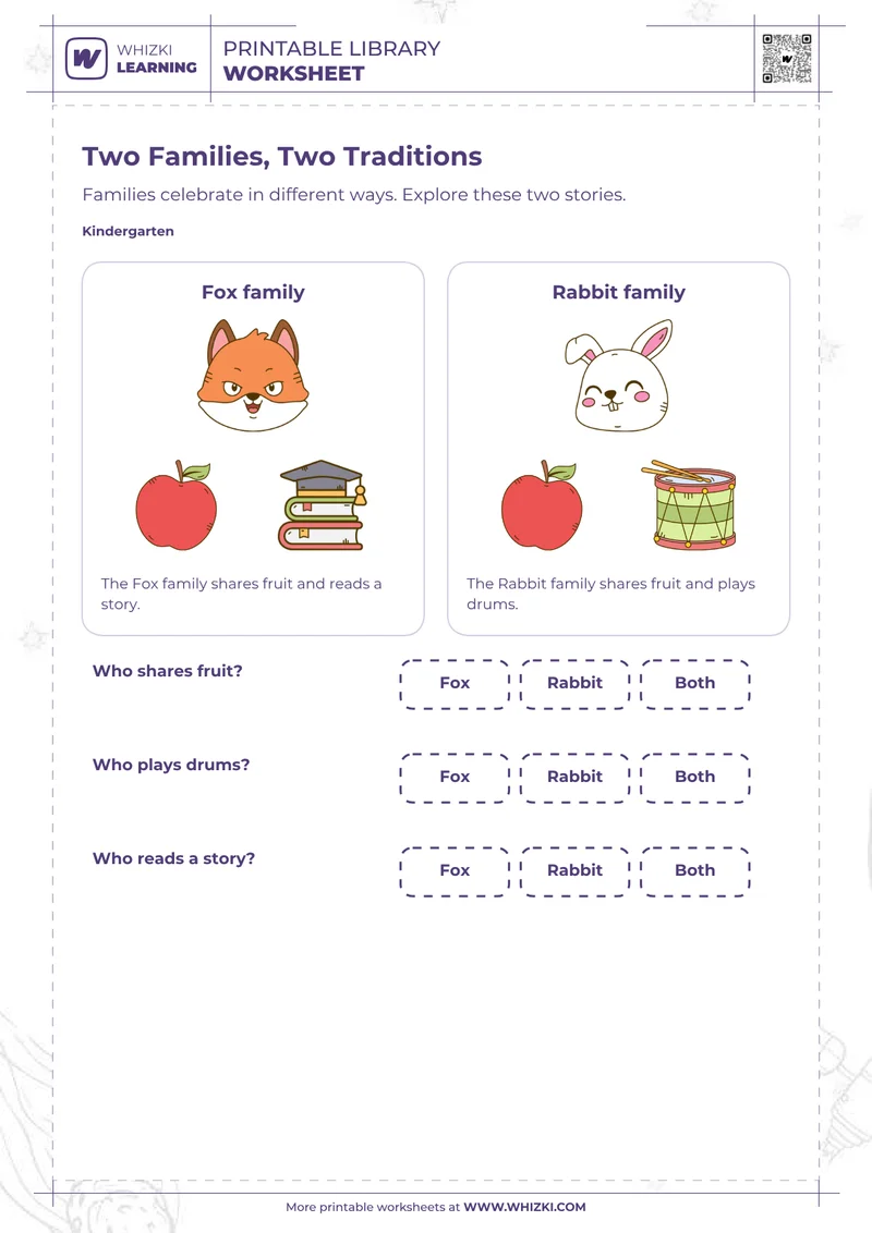 Cultures and Traditions Kindergarten Worksheet