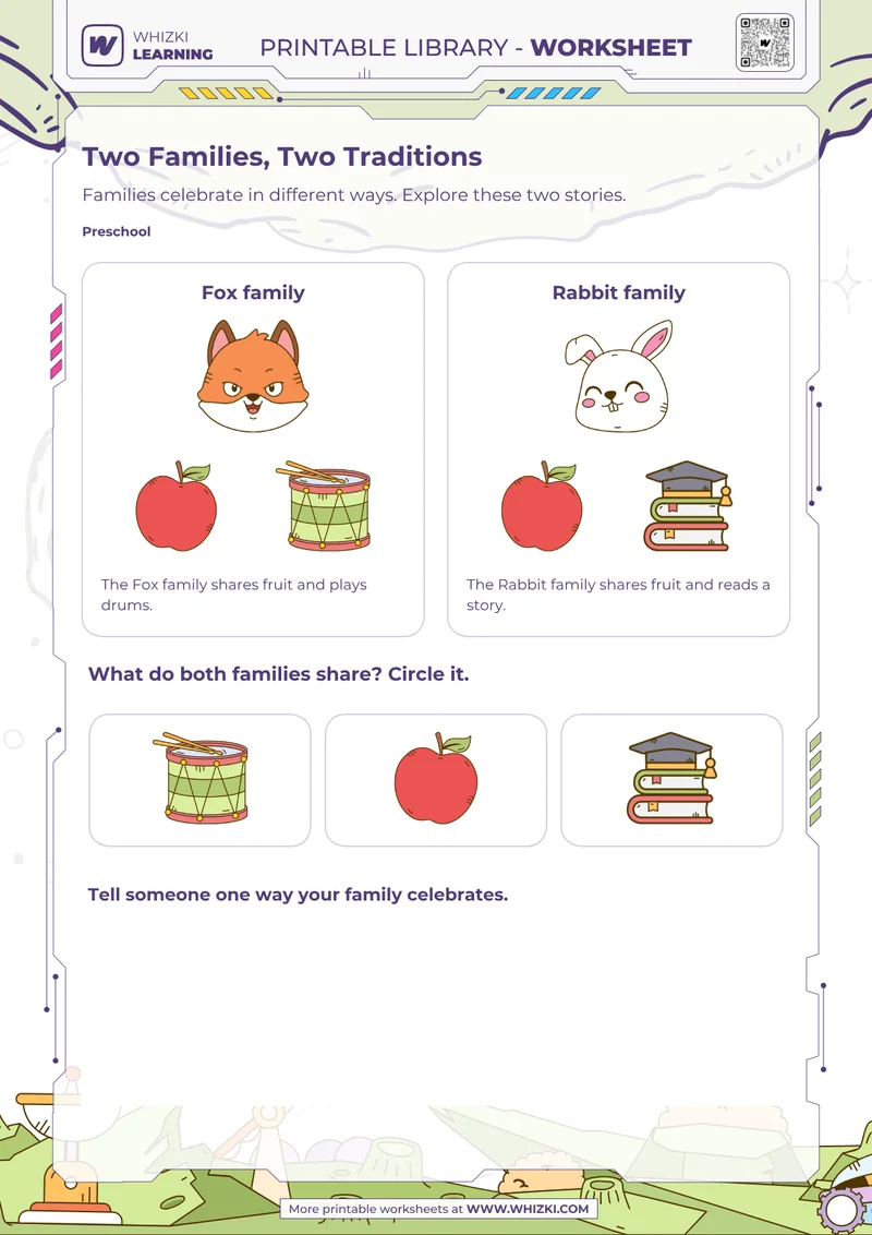 Cultures and Traditions Preschool Worksheet