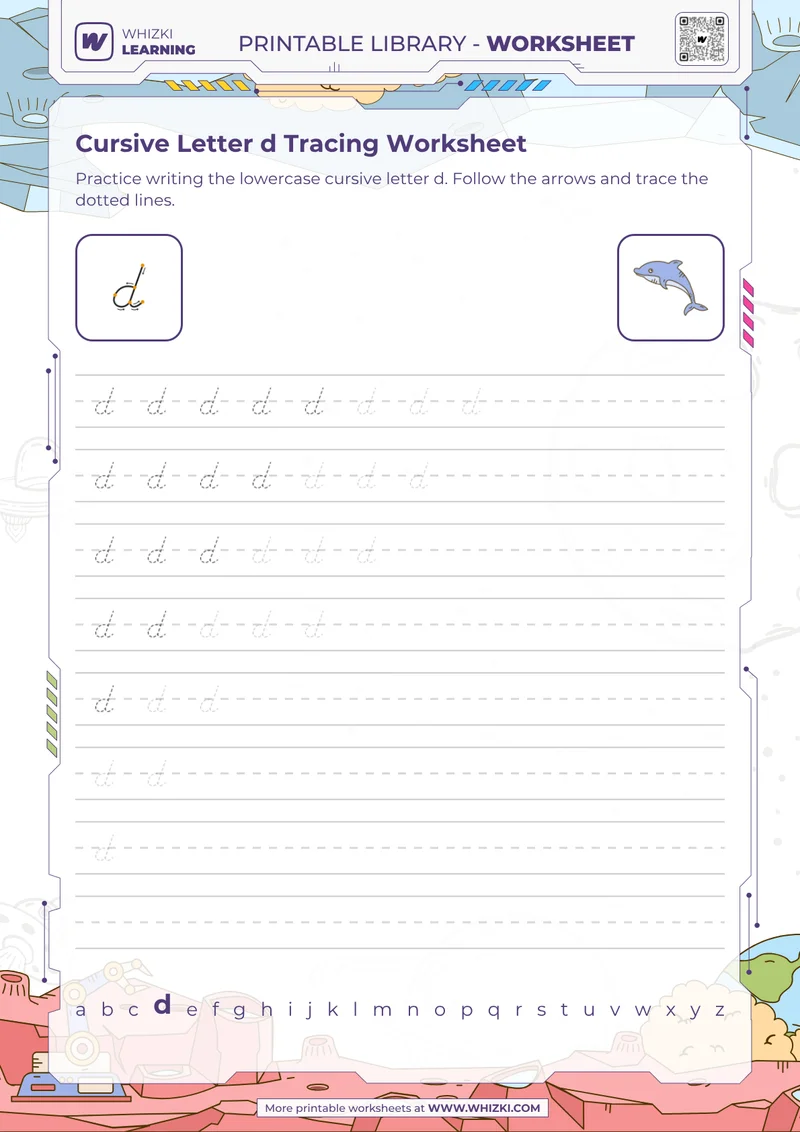 Cursive Letter d Tracing Worksheet