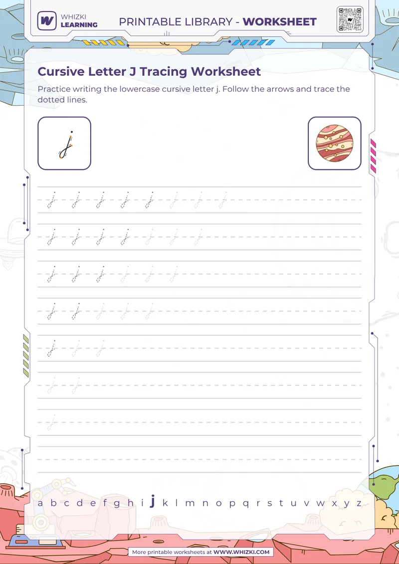 Cursive Letter J Tracing Worksheet