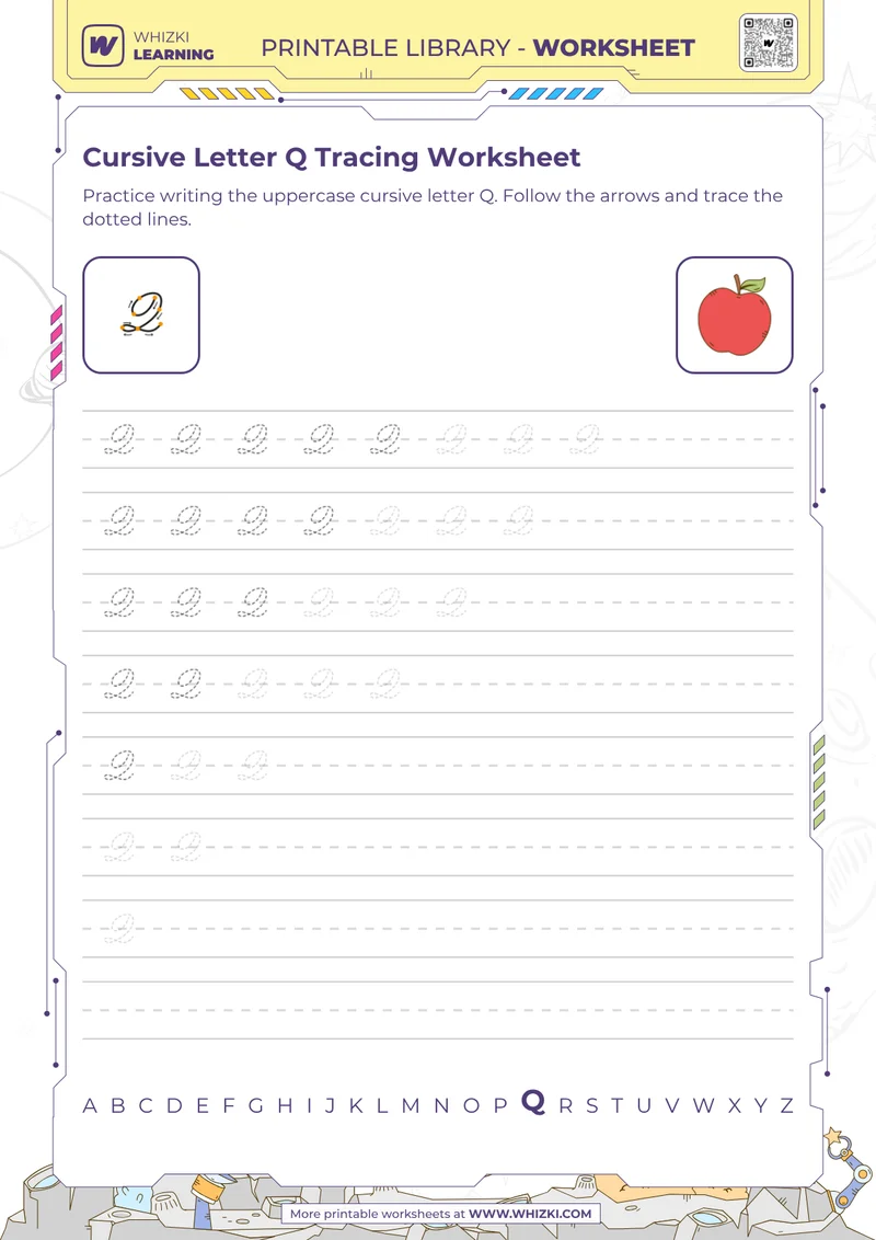 Cursive Letter Q Tracing Worksheet