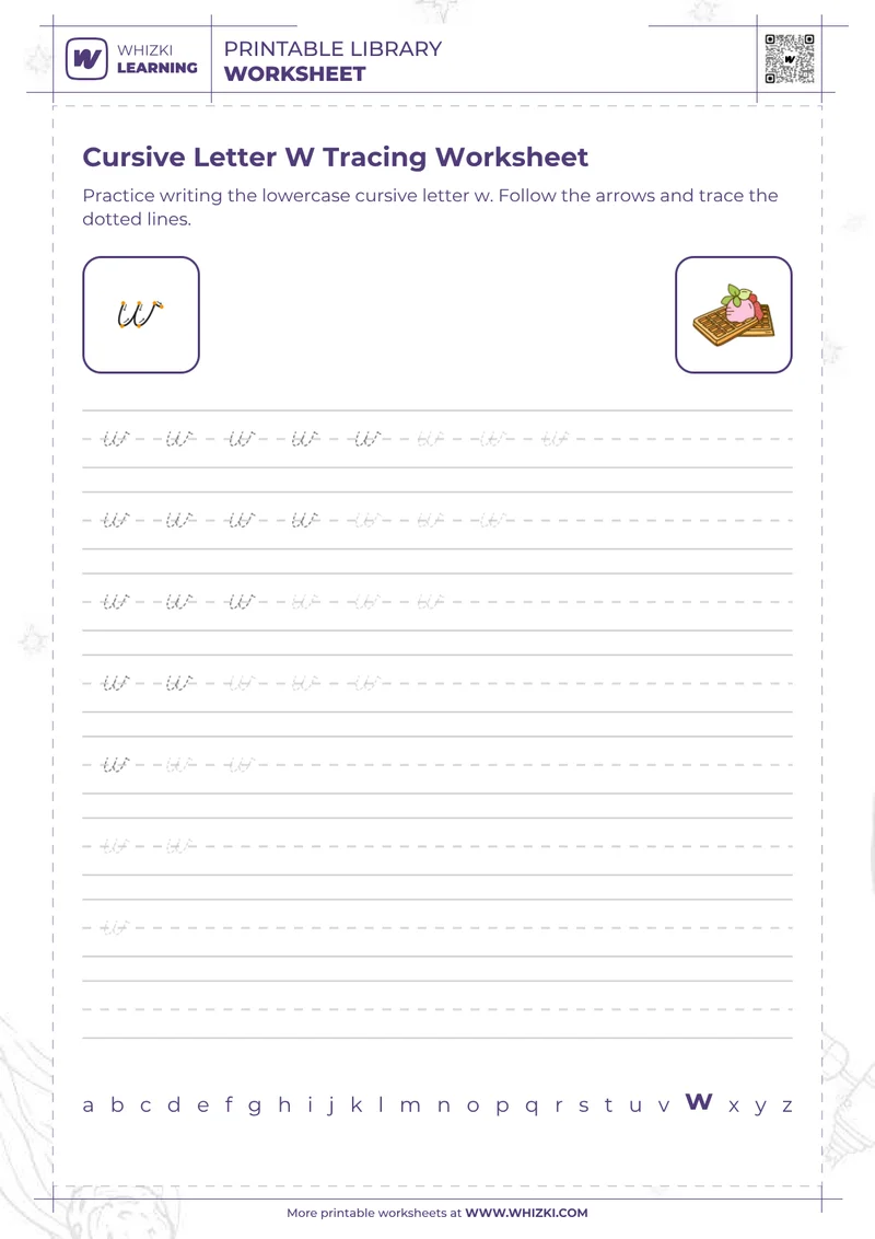 Cursive Letter W Tracing Worksheet