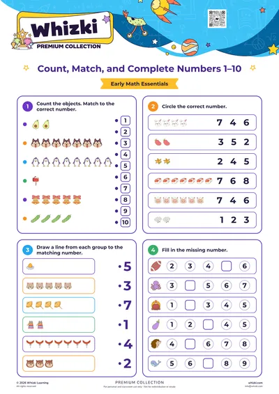 Count, Match, and Complete Numbers 1–10