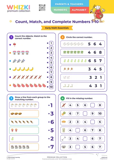 Count, Match, and Complete Numbers 1–10