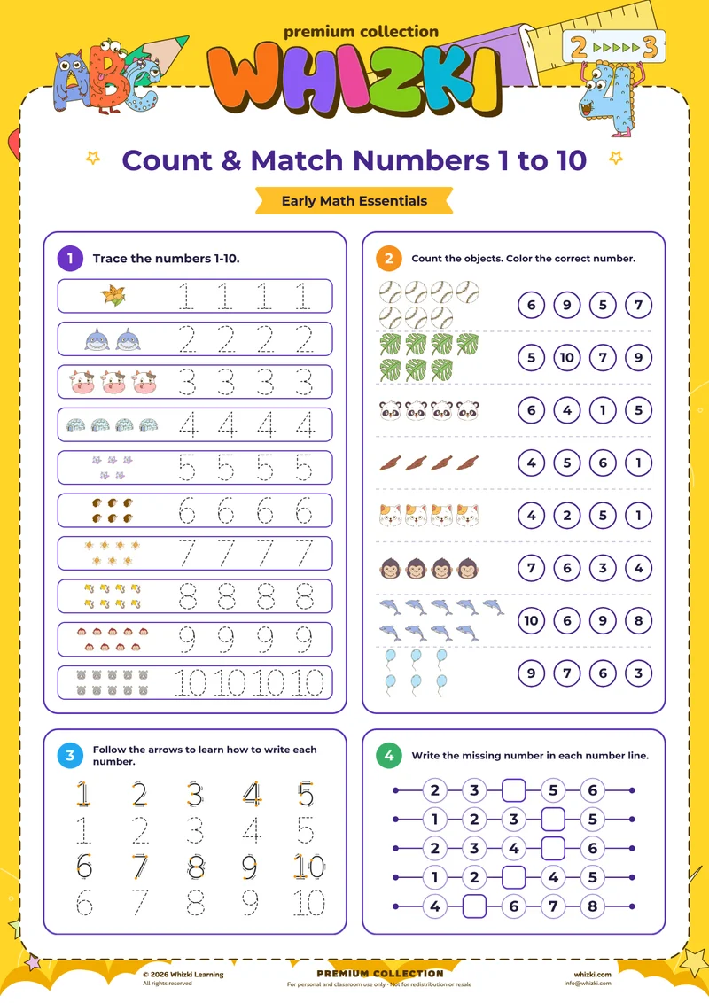 Count & Match Numbers 1 to 10