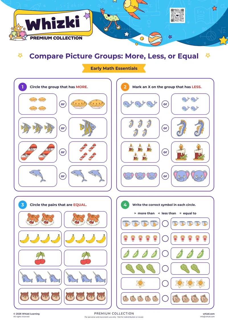 Compare Picture Groups: More, Less, or Equal