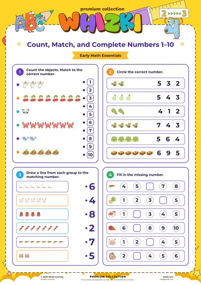 Count, Match, and Complete Numbers 1–10