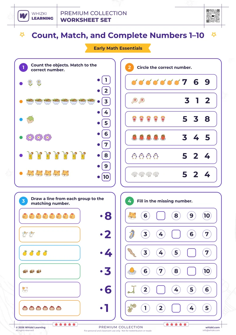 Count, Match, and Complete Numbers 1–10