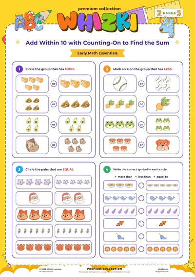Add Within 10 with Counting-On to Find the Sum