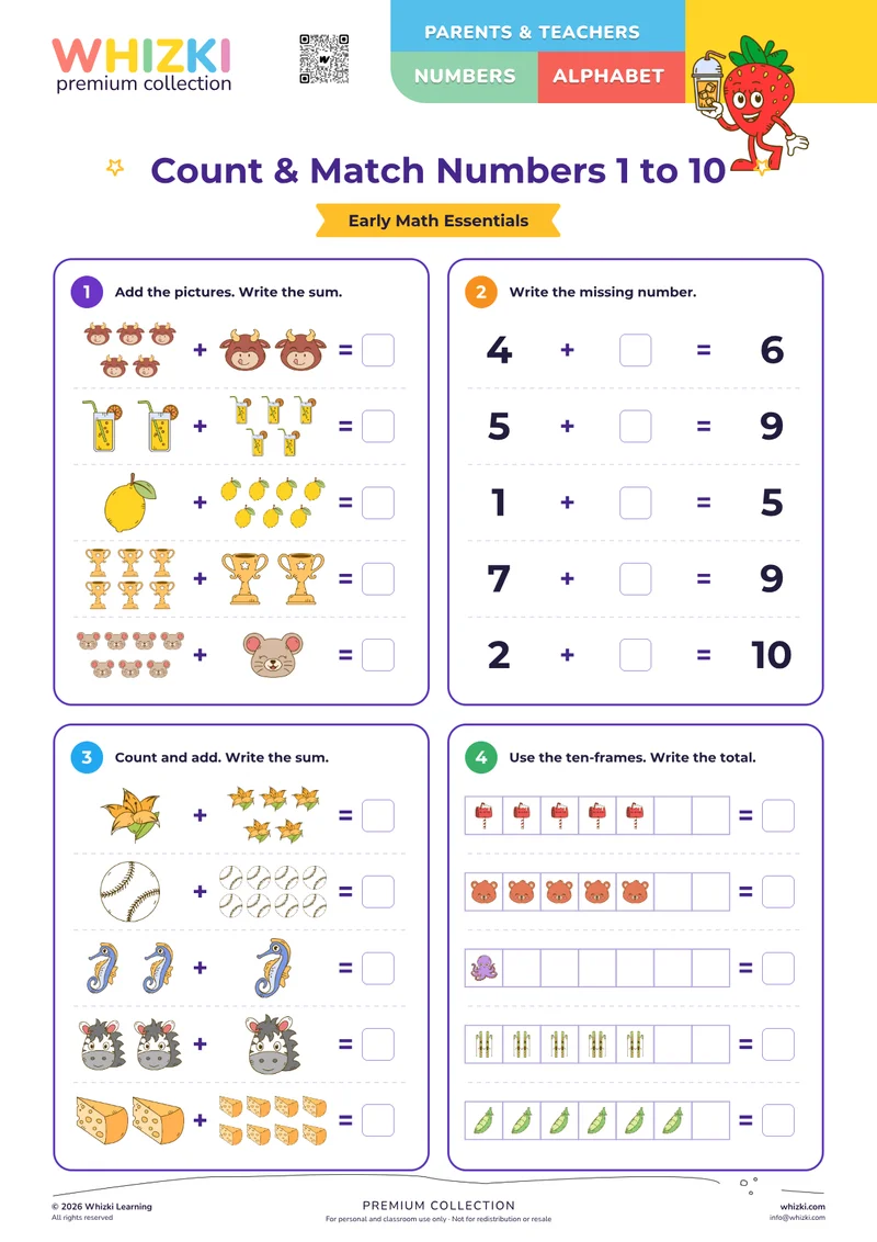 Count & Match Numbers 1 to 10
