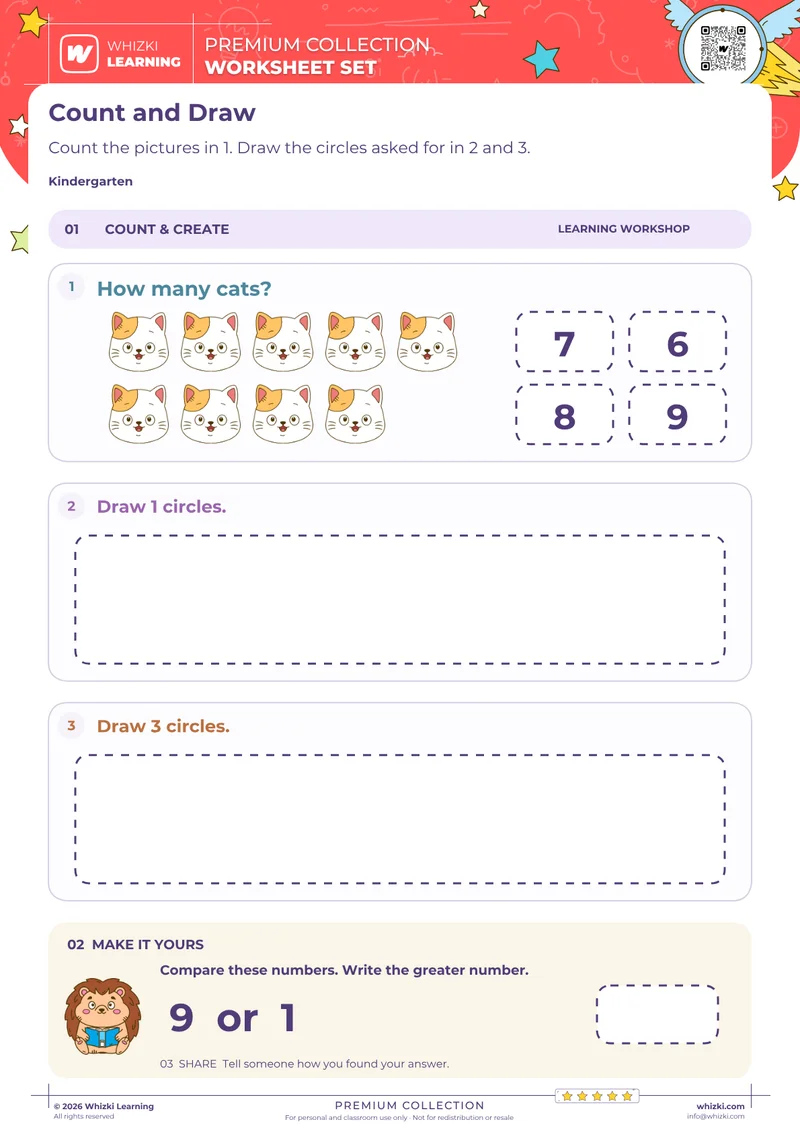 Count Animal Pictures and Draw Circles
