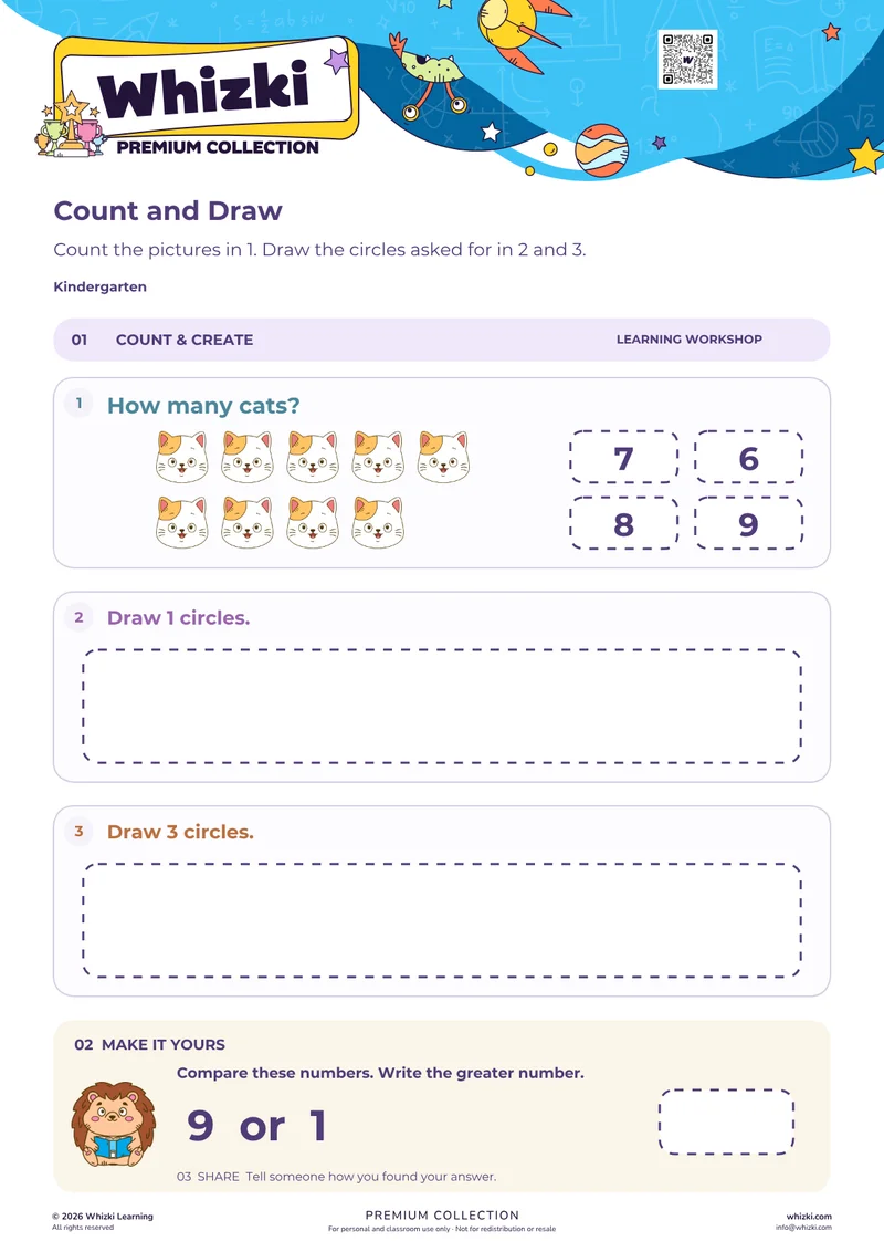 Count and Draw Numbers to 10: Early Math Practice