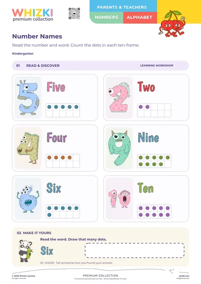 Number Names and Ten-Frame Reference