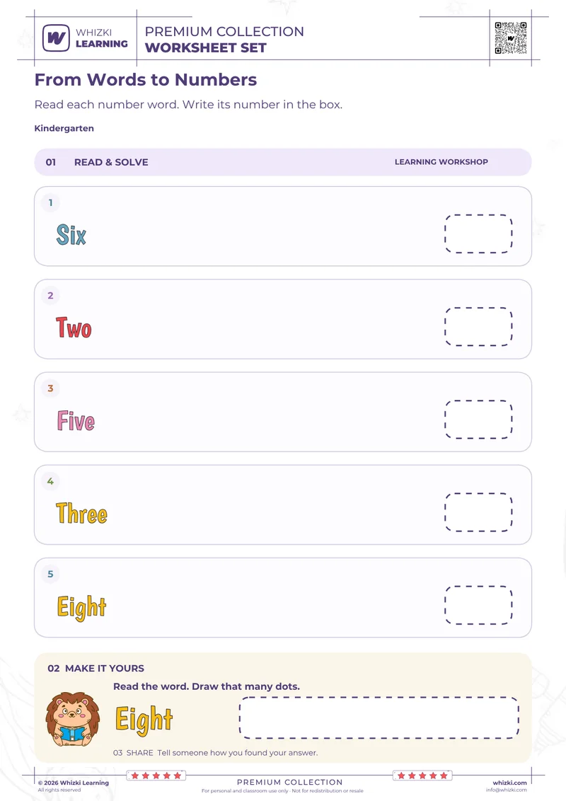 Read Number Names and Choose the Matching Numeral
