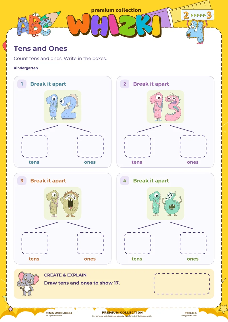 Place Value Number Cards: Tens and Ones Practice