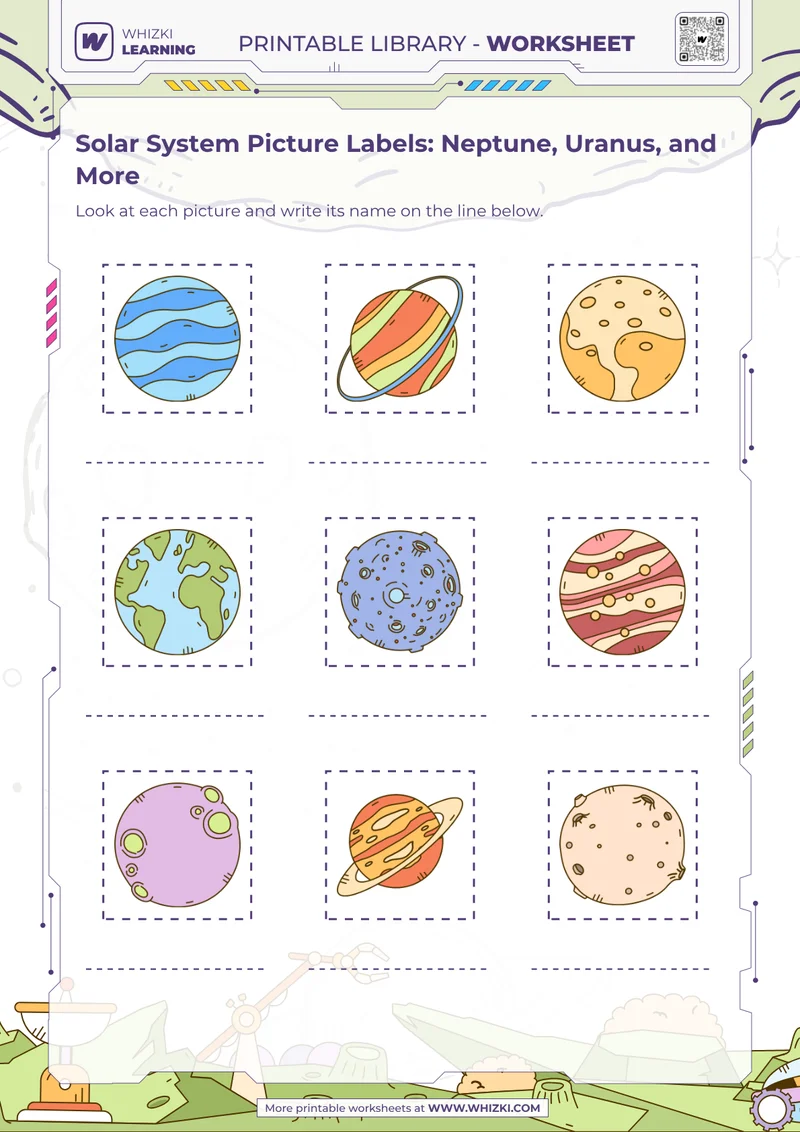 Solar System Picture Labels: Neptune, Uranus, and More