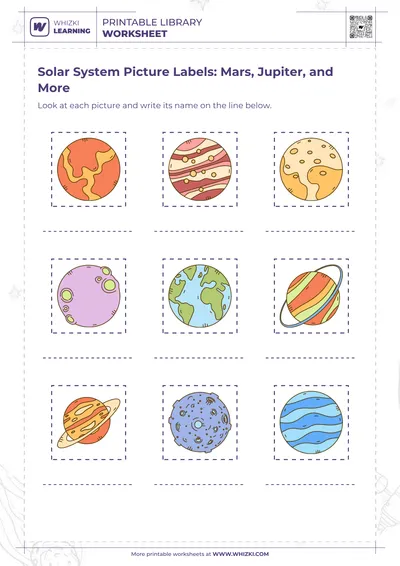 Solar System Picture Labels: Mars, Jupiter, and More