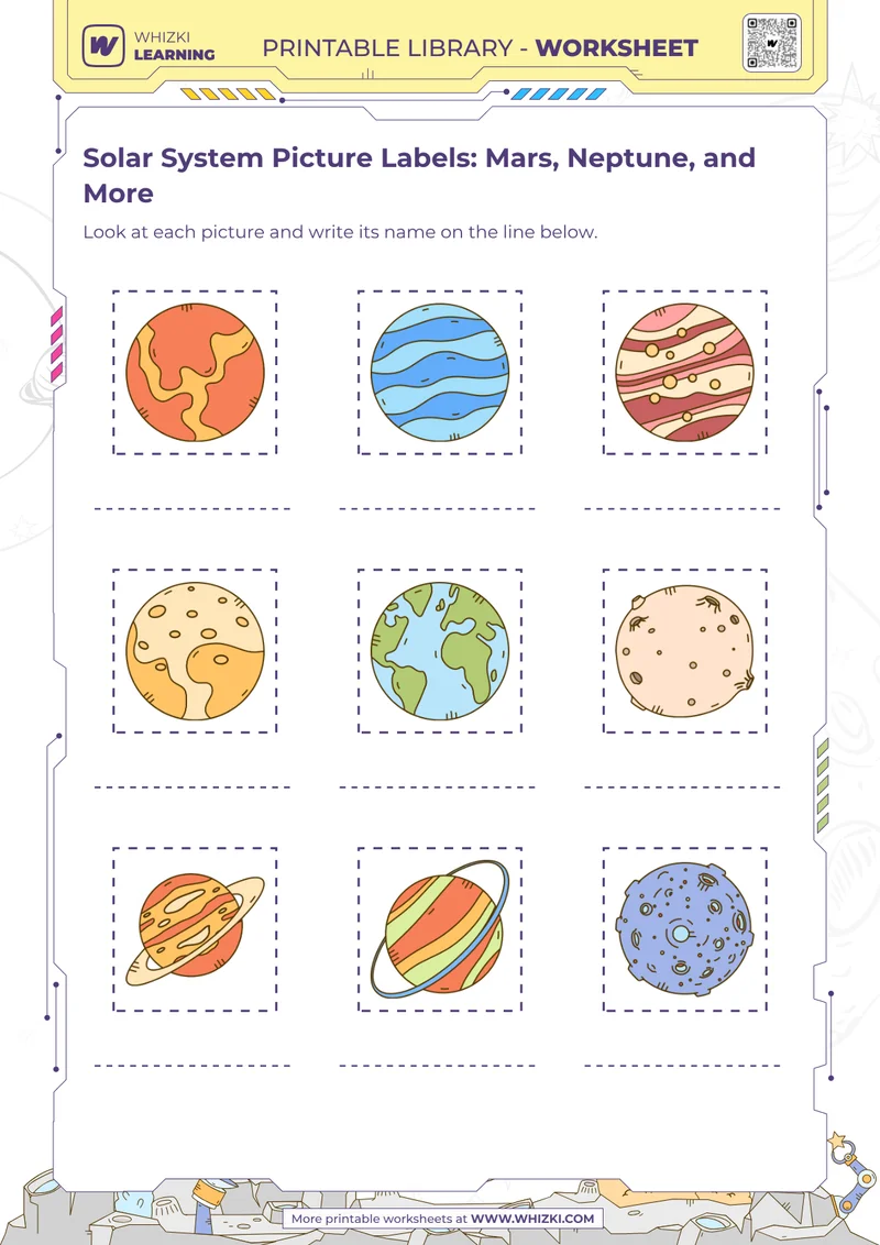 Solar System Picture Labels: Mars, Neptune, and More
