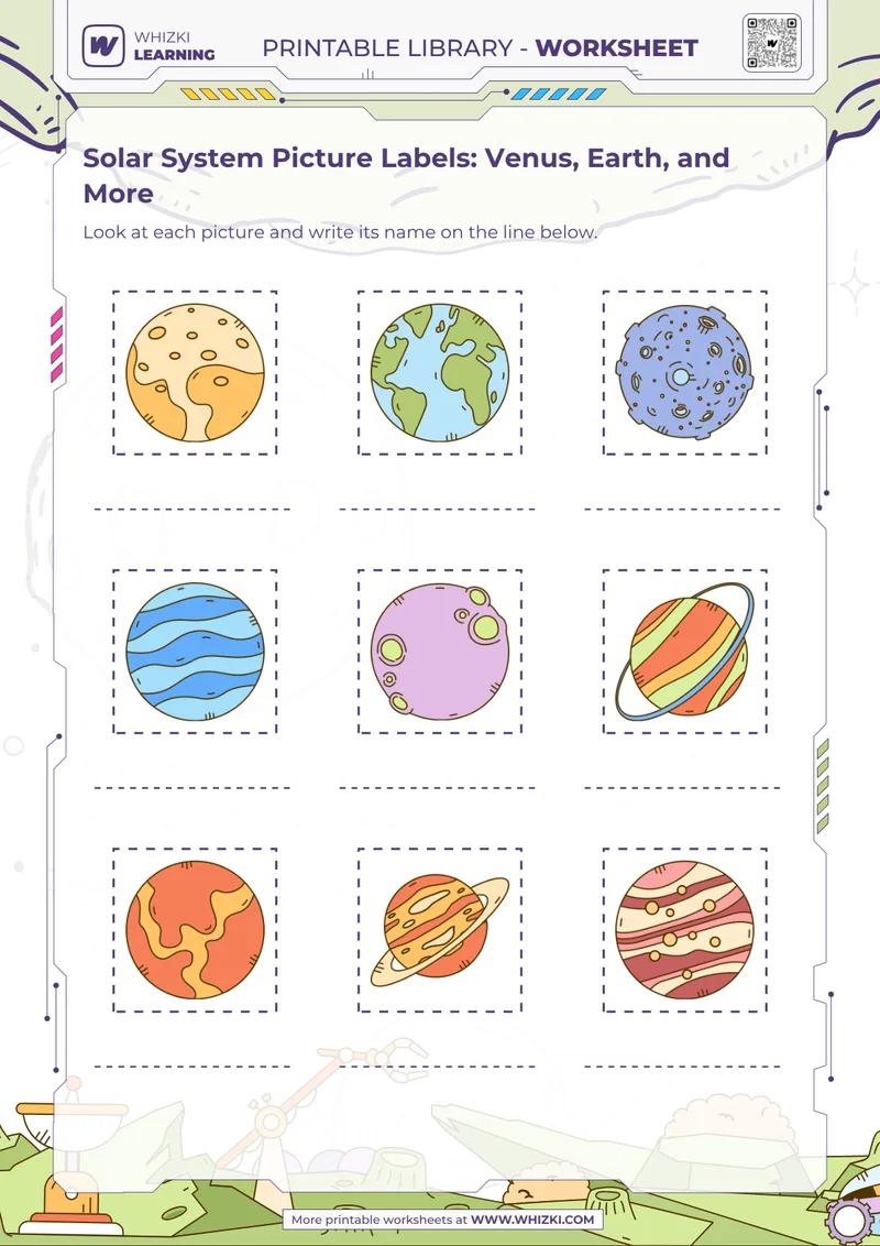 Solar System Picture Labels: Venus, Earth, and More