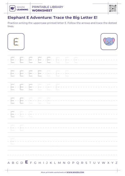 Elephant E Adventure: Trace the Big Letter E!