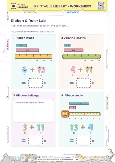 Feet Addition Measurement Worksheet