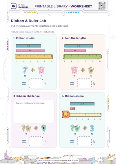 Feet Addition Measurement Worksheet