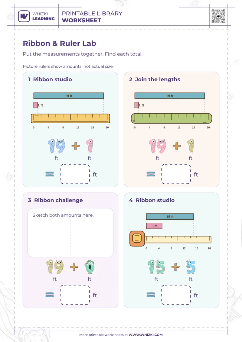 Feet Addition Measurement Worksheet