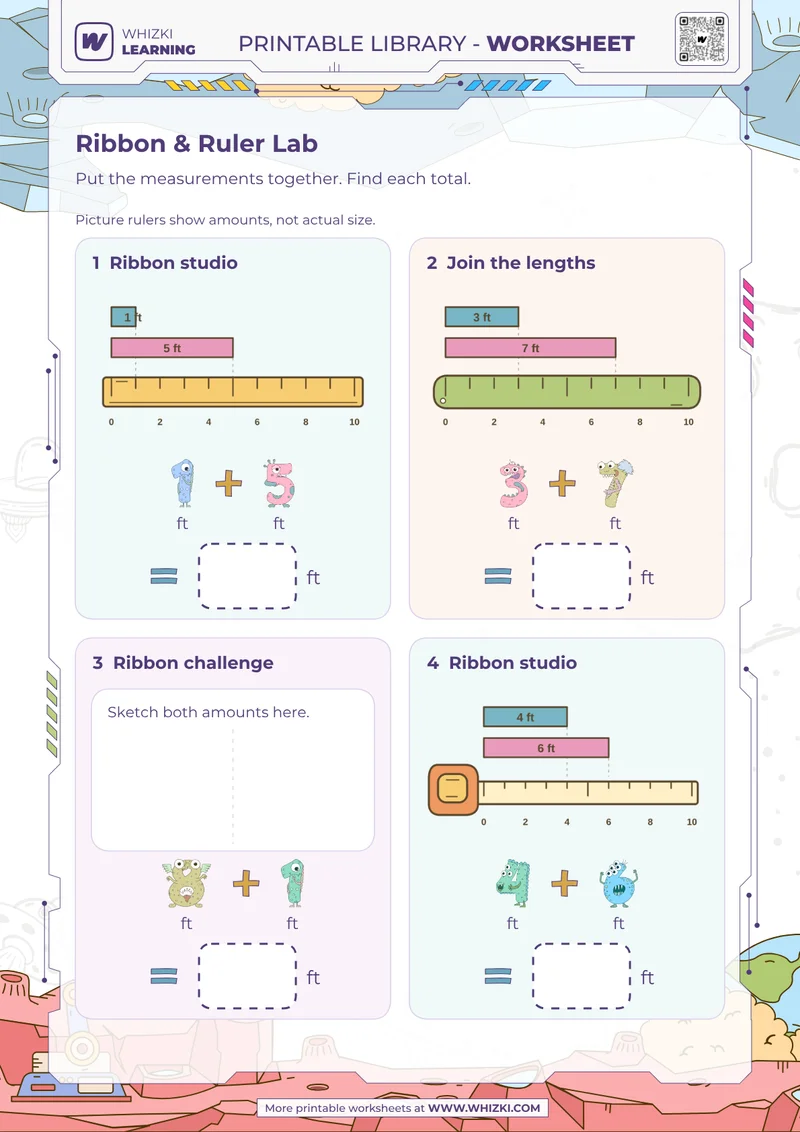Feet Addition Measurement Worksheet