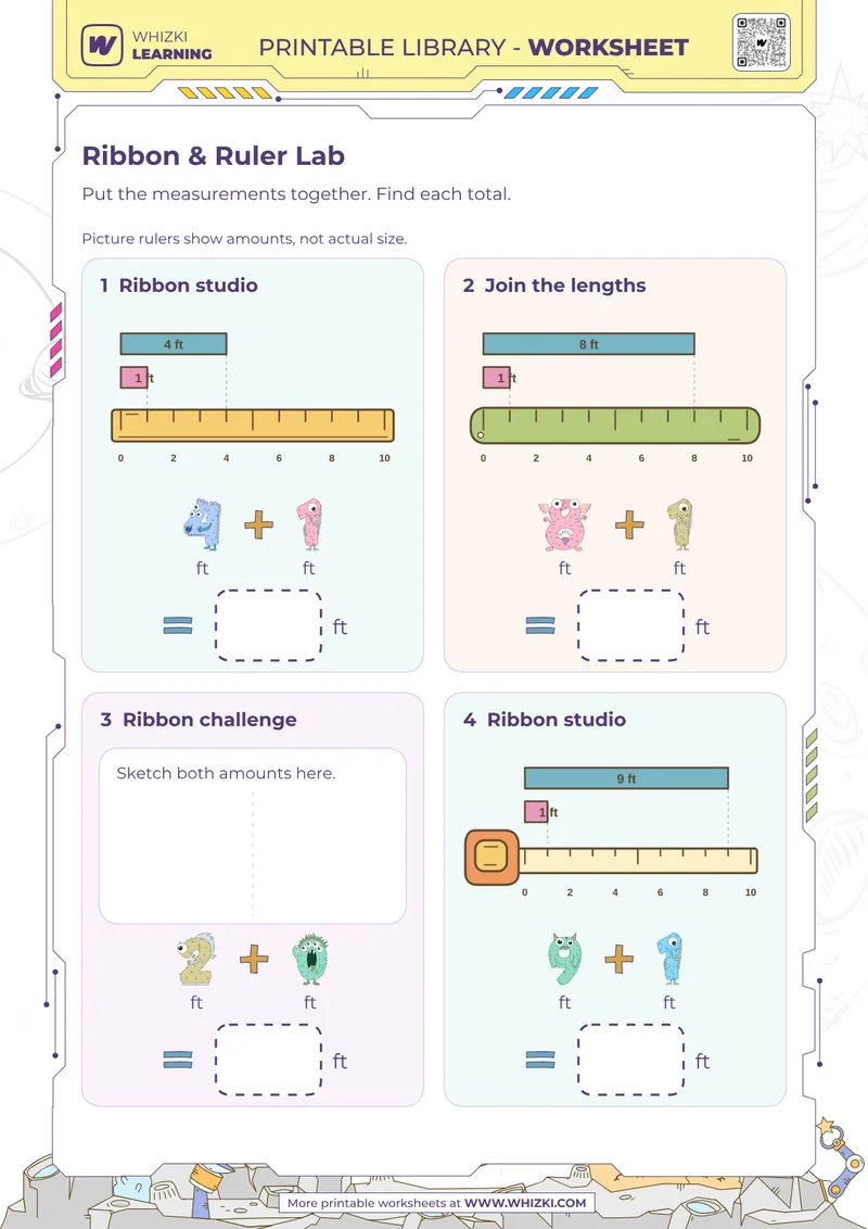 Feet Addition Measurement Worksheet