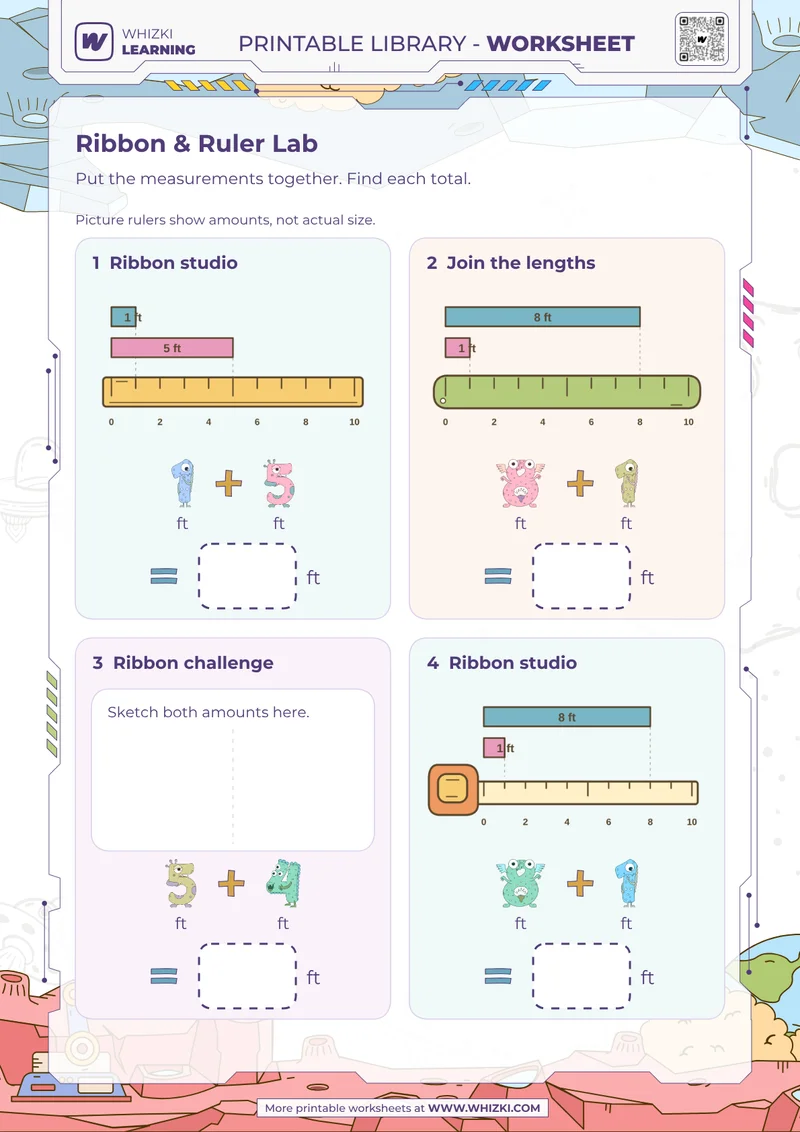 Feet Addition Measurement Worksheet