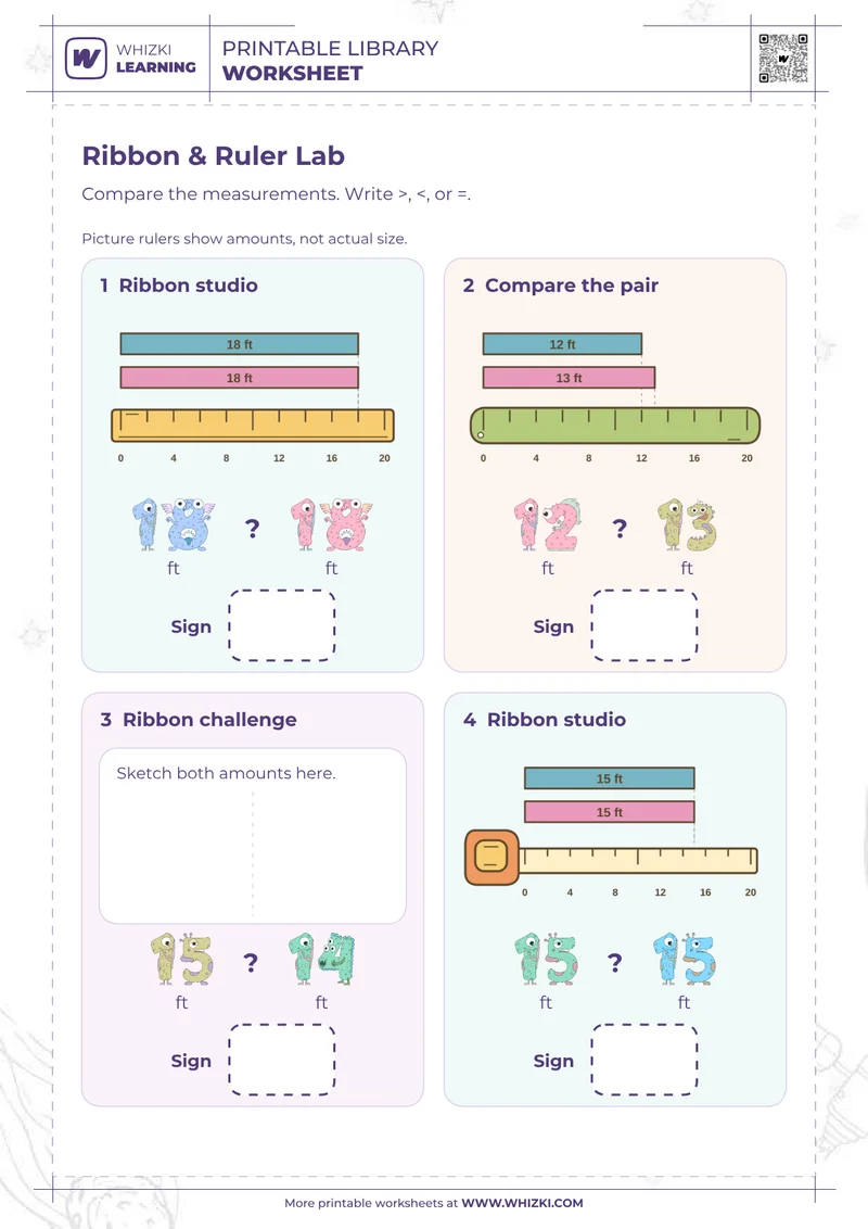 Feet Comparison Measurement Worksheet