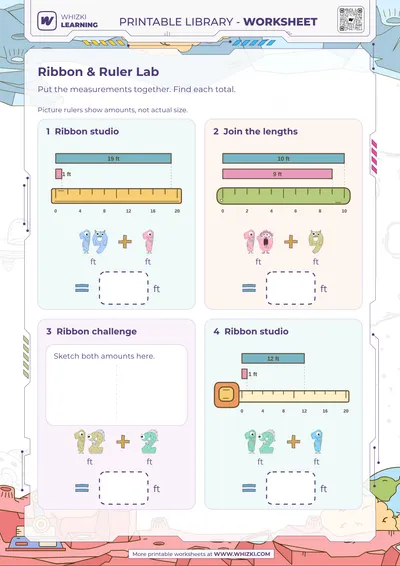 Feet Measurement Addition Worksheet