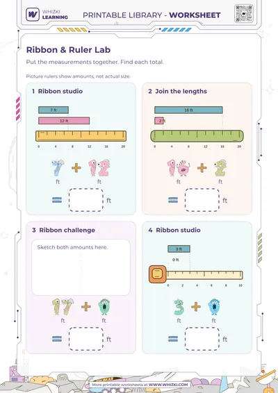 Feet Measurement Addition Worksheet