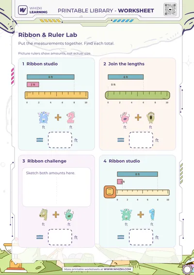 Feet Measurement Addition Worksheet