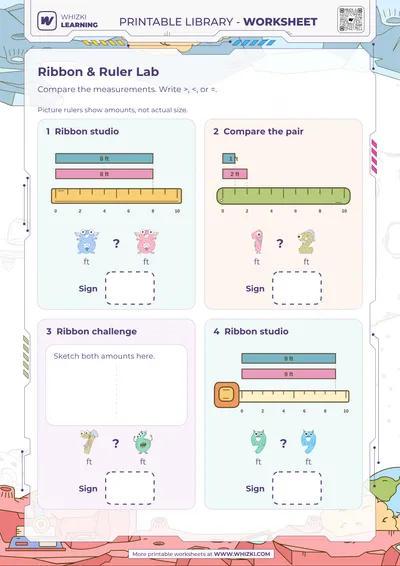 Feet Measurement Comparison Worksheet
