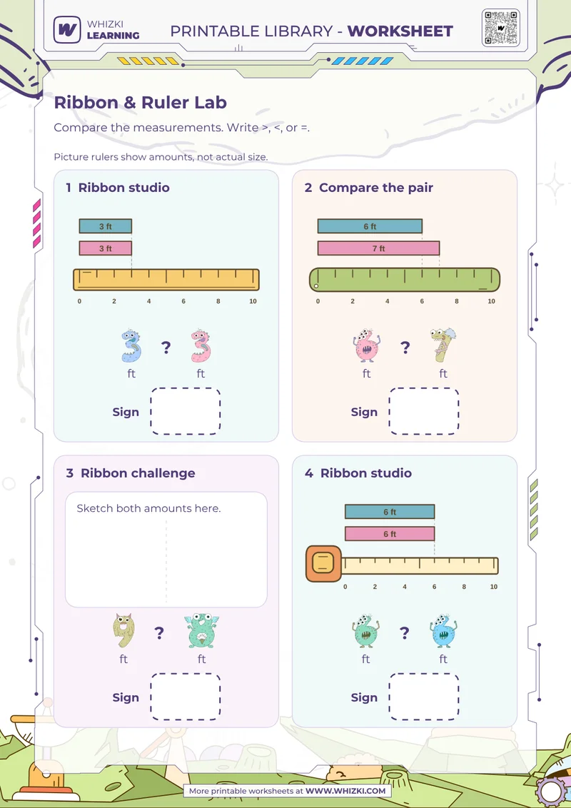 Feet Measurement Comparison Worksheet