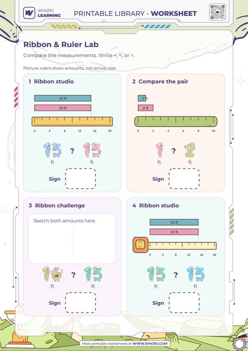 Feet Measurement Comparison Worksheet