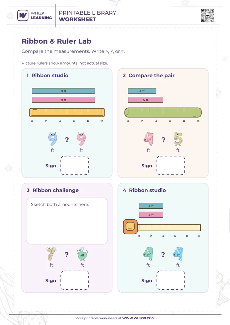 Feet Measurement Comparison Worksheet