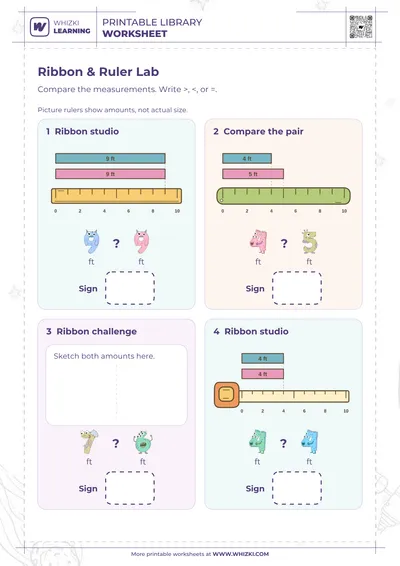 Feet Measurement Comparison Worksheet