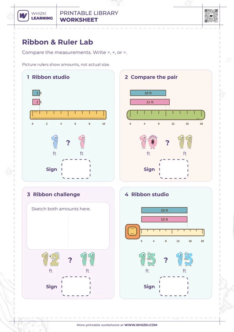 Feet Measurement Comparison Worksheet