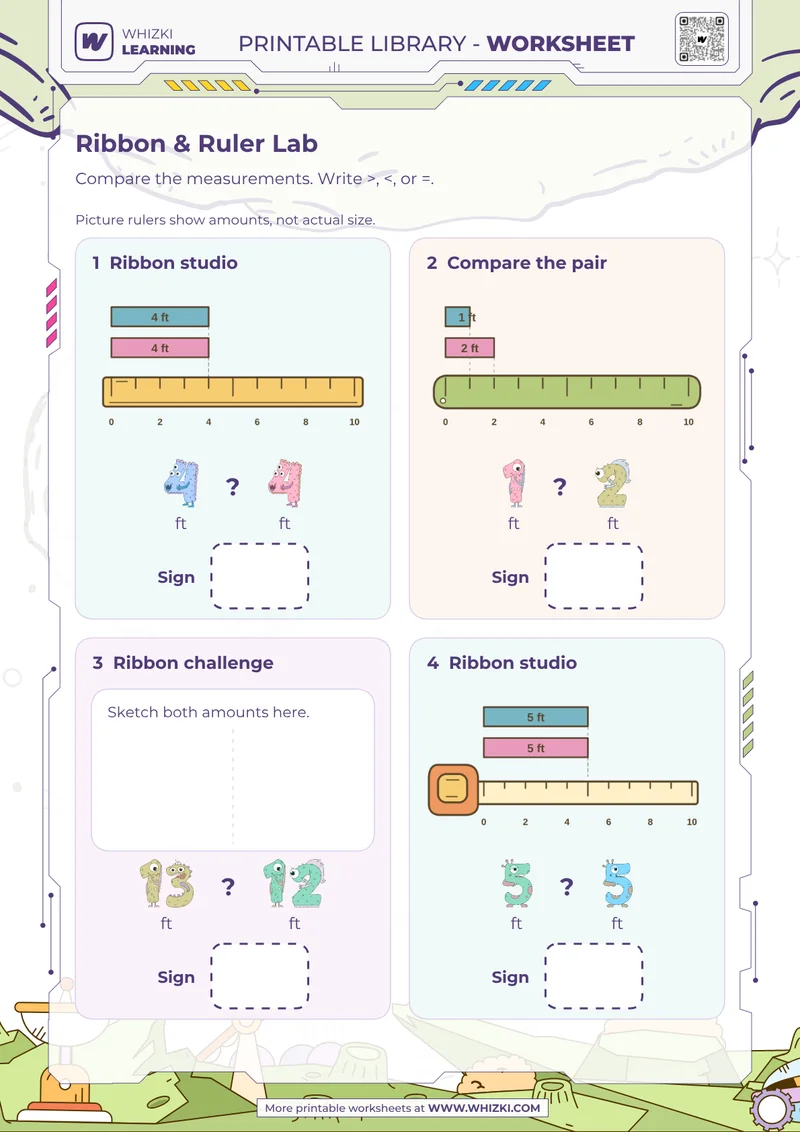 Feet Measurement Comparison Worksheet
