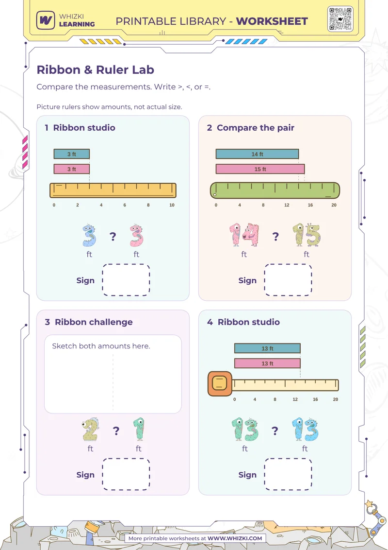 Feet Measurement Comparison Worksheet