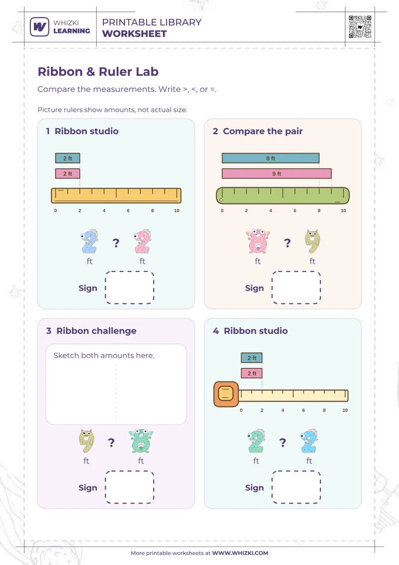 Feet Measurement Comparison Worksheet