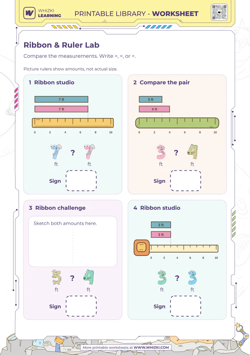 Feet Measurement Comparison Worksheet