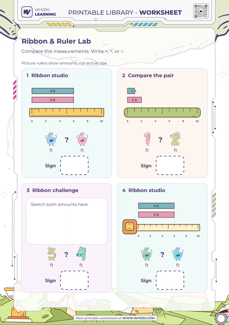Feet Measurement Comparison Worksheet