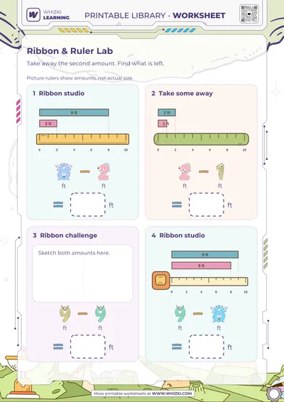 Feet Measurement Subtraction Worksheet